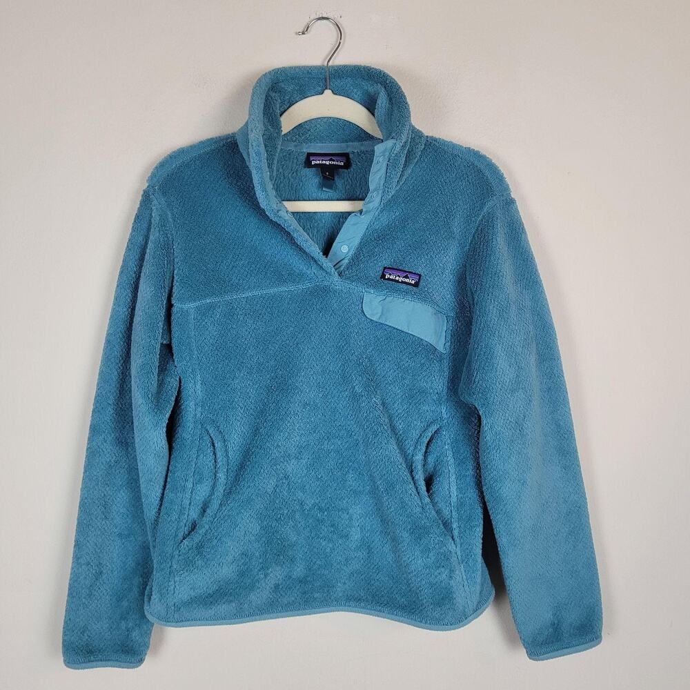 Patagonia Jacket Womens Sml Blue Teal Re-Tool Snap-T Fleece Pullover Polartec